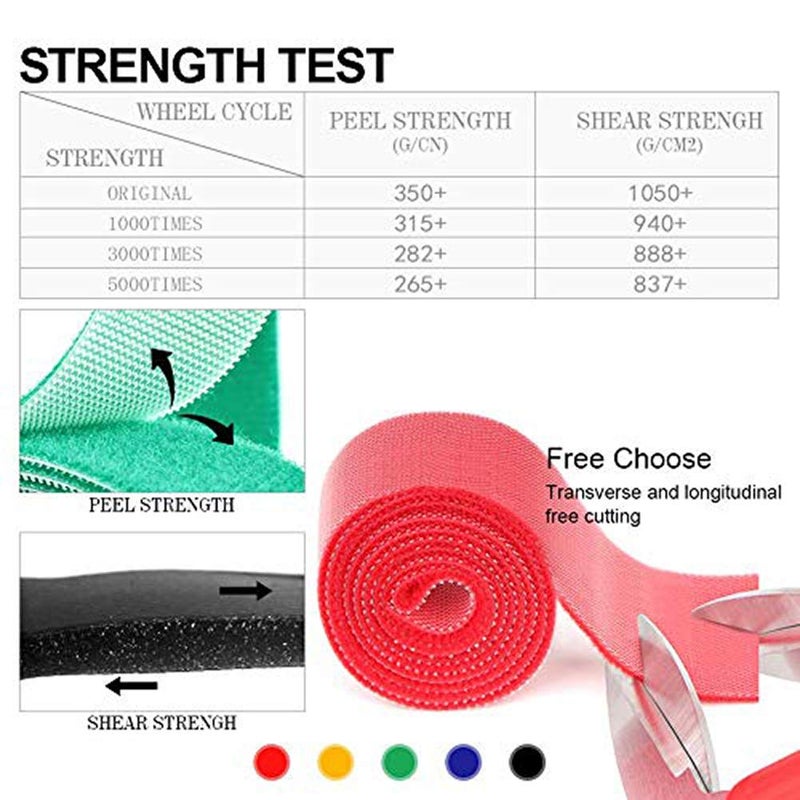 ApexOne 2'' Wide 16.4'/5 Yards Long Hook and Loop Cable Tie Cord Wrap Fastener Nylon Power Cord Management Wire Organizer Strap Reusable Cut to Size Self Gripping Tape Roll (Black) - 4''Wide Available - Image 5